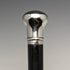 1922 British antique gentleman's walking stick, black shaft, pure silver, round handle, 92cm